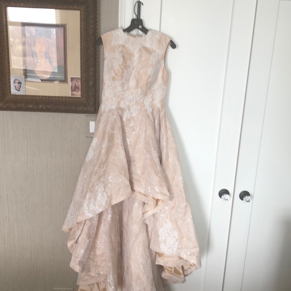 Dress hi low in blush pink with lace